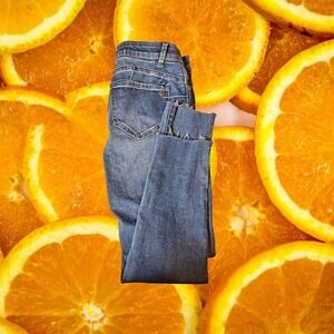 Democracy Ankle Skinny Jeans Frayed Hem Ab Solution Denim Blue Size 4‎